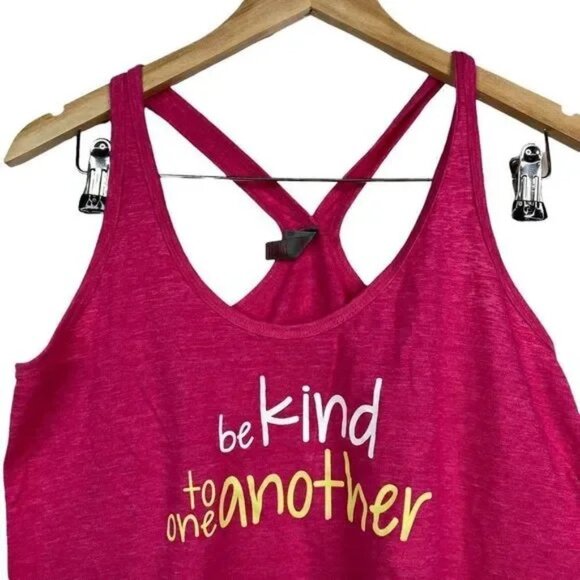 DISTRICT ELLEN DEGENERES SHOW PINK "BE KIND TO ONE ANOTHER" RACERBACK TANK LARGE - Picture 2 of 3